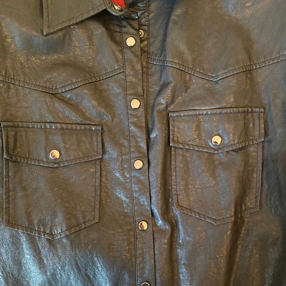 Faux Leather Shirt Jacket - Picture 3 of 5